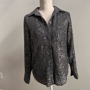 Anthropologie Sequined Botton Down